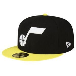 NWT New Era Men's Black/Yellow Utah Jazz 2-Tone 59FIFTY Fitted Hat